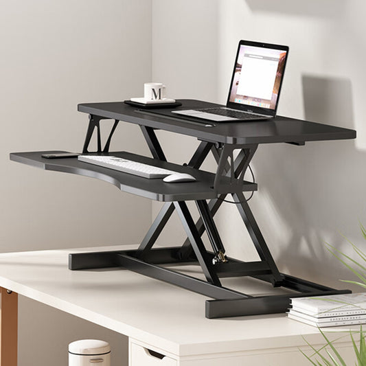 32 Inch Desk Converter, Height Adjustable Sit To Stand Riser, Dual Monitor And Laptop Workstation Wi
