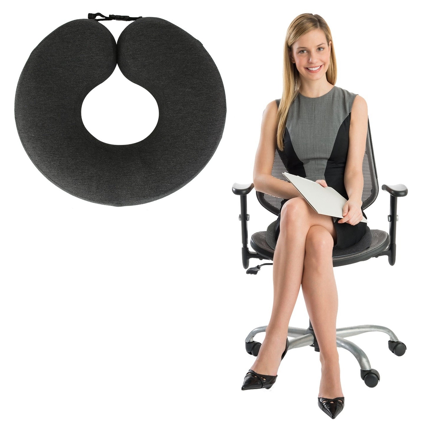 1Pc Donut Pillow Seat Cushion Memory Foam Donut Chair Cushions Ergonomic Seat Cushion Pad For Coccyx Prostate Sciatica Pelvic Floor Pressure Sores Office Home Use
